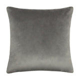 Meridian Plain Velvet Cushion in charcoal grey with contrasting dove silver piped edge, square velvet-feel design on a plain white background.