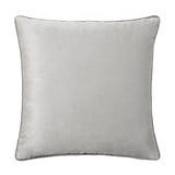 Meridian Plain Velvet Cushion in dove grey with contrasting charcoal piped edging, square shape, shown on a plain white background.