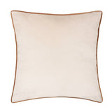 Meridian Plain Velvet Cushion in ecru with contrasting ginger piped edge, square velvet-feel fabric design, shown on a plain white background.