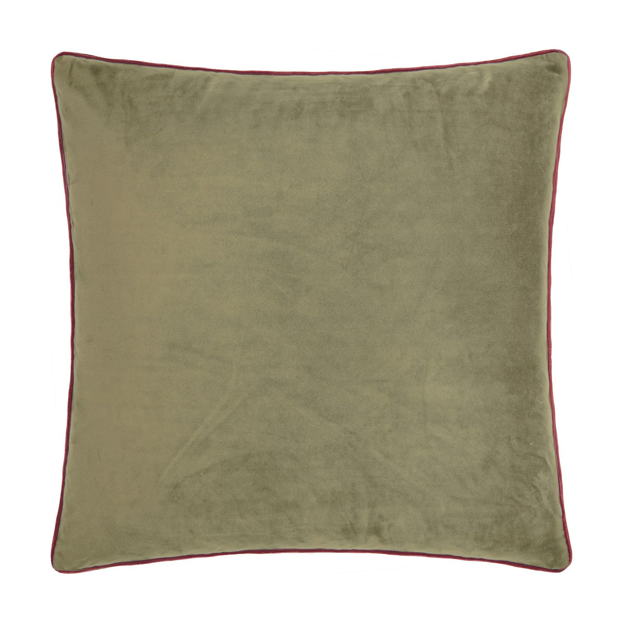 Meridian Plain Velvet Cushion - Fir Green/Dark Red