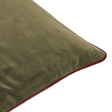 Meridian Plain Velvet Cushion - Fir Green/Dark Red
