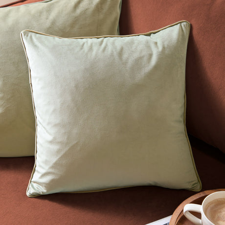 Meridian Plain Velvet Cushion - Green/Sage