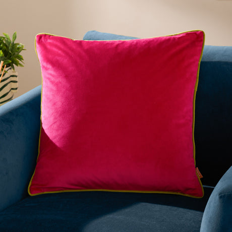 Meridian Plain Velvet Cushion - Hot Pink/Lime