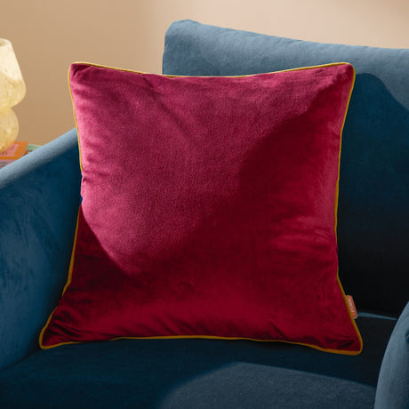 Meridian Plain Velvet Cushion - Maroon/Moss