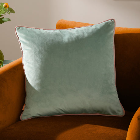 Meridian Plain Velvet Cushion - Mineral/Blush