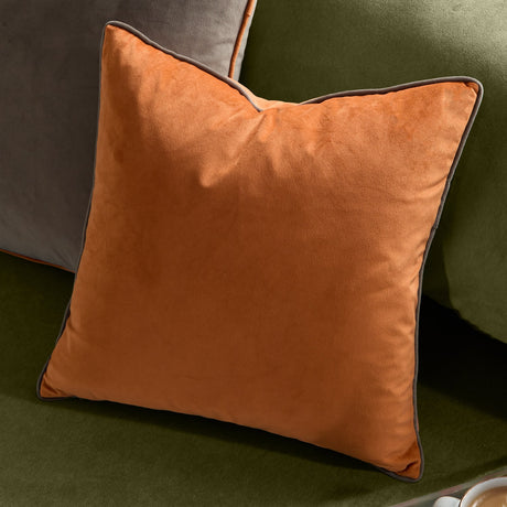 Meridian Plain Velvet Cushion - Pumpkin/Mocha