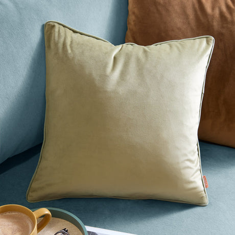 Meridian Plain Velvet Cushion - Sage/Green