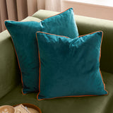 Meridian Plain Velvet Cushion 45 x 45cm - Teal/Tiger