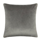 Meridian Plain Velvet Cushion in charcoal grey, a square 55 x 55cm design with soft velvet-feel fabric and contrasting dove silver piped edges, shown on a plain white background.