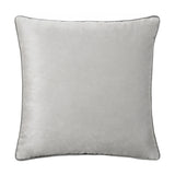 Meridian Plain Velvet Cushion in dove silver with contrasting charcoal grey piped edge, square shape, plain velvet face, shown on a white background.