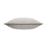 Meridian Plain Velvet Cushion in dove silver with contrasting charcoal piped edging, shown side-on against a plain white background.