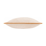 Meridian Plain Velvet Cushion in ecru with contrast ginger piped edge, shown lying flat on a plain white background.