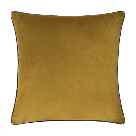 Meridian Plain Velvet Cushion in moss green with charcoal grey piped edging, square velvet-feel fabric, shown on a plain white background.