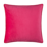Meridian Plain Velvet Cushion in hot pink/magenta, square with smooth velvet face and contrasting piped edge trim, shown on a plain white background.