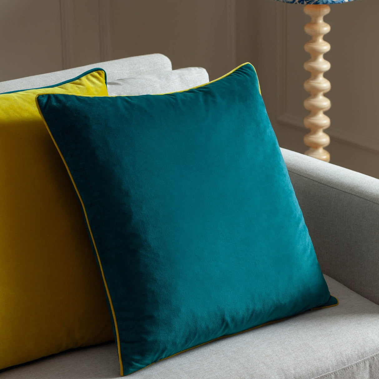 Meridian Plain Velvet Cushion - Teal/Cylon