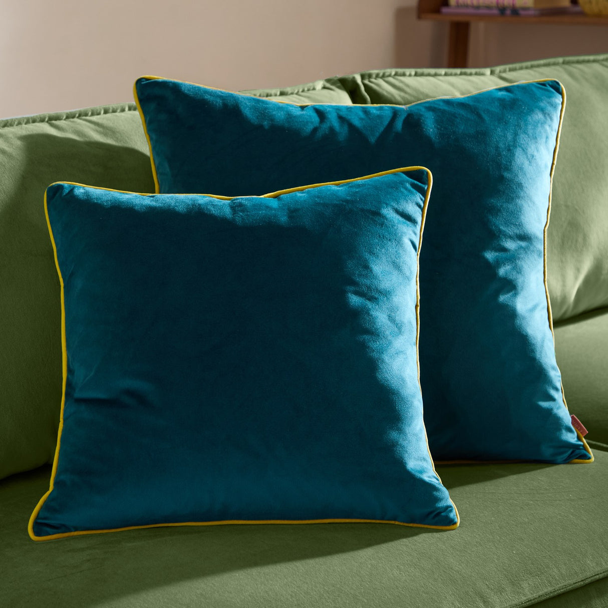 Meridian Plain Velvet Cushion - Teal/Cylon