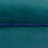 Close-up of the Meridian Plain Velvet Cushion in teal, showing the soft velvet fabric texture and contrasting navy blue piped edge trim.