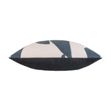 Meta Abstract Cotton Cushion in Dusk, shown side-on, with cream and blue-grey abstract print on one side and a solid charcoal reverse, on a plain white background.