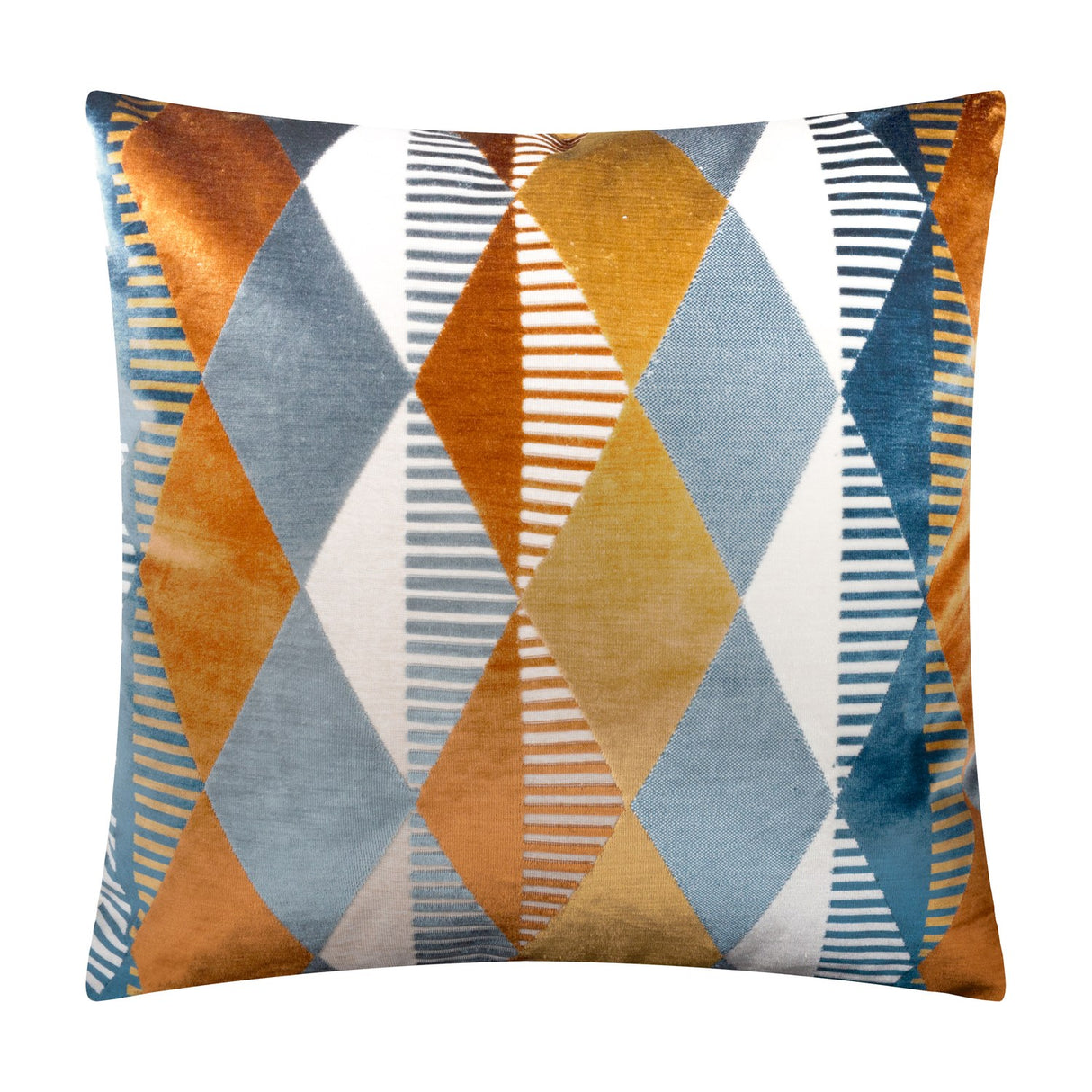 Metro Harlequin Jacquard Velvet Cushion - Ginger