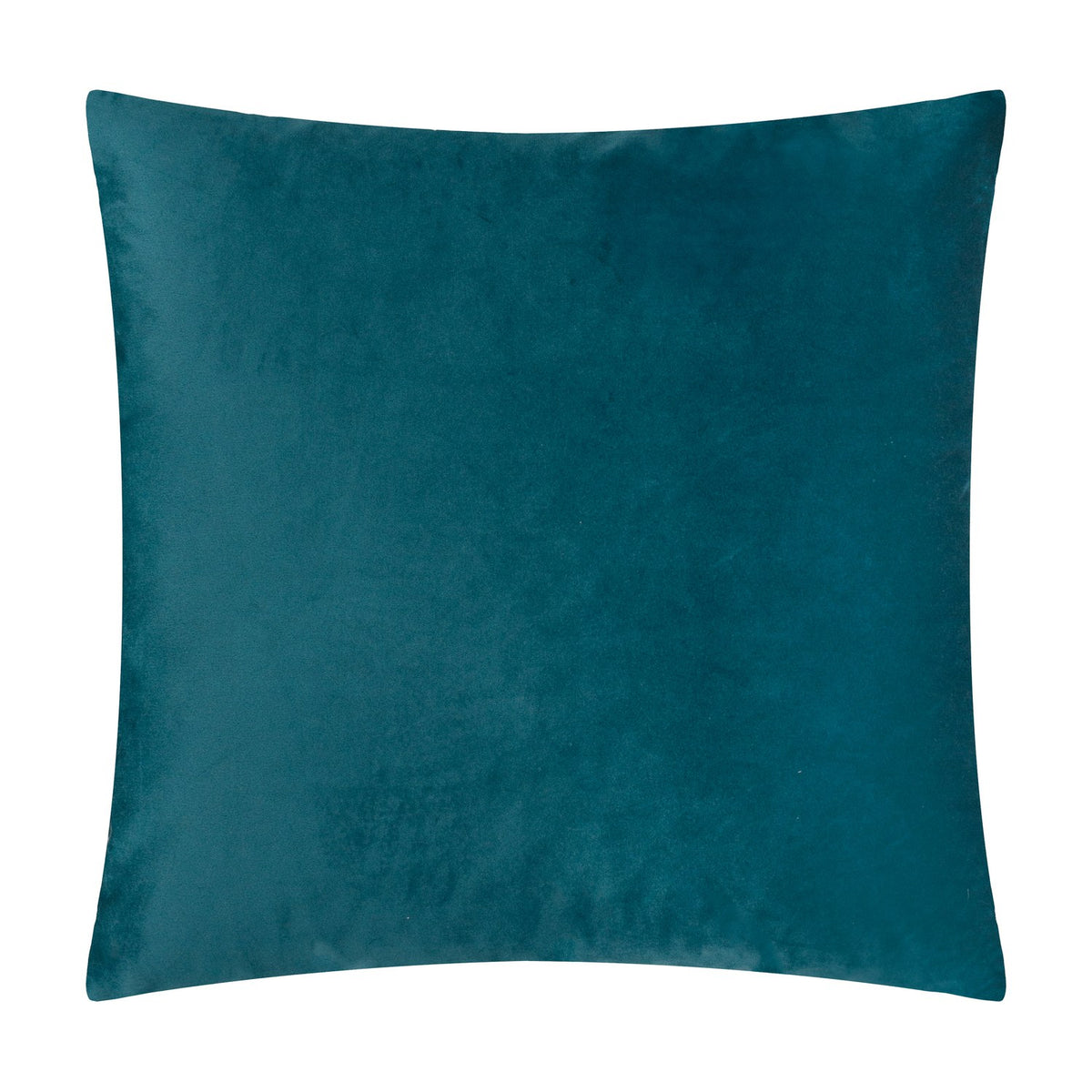 Square teal velvet cushion with a plain reverse side, shown against a white background, from the Metro Harlequin Jacquard Velvet Cushion range.