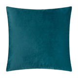 Square teal velvet cushion with a plain reverse side, shown against a white background, from the Metro Harlequin Jacquard Velvet Cushion range.