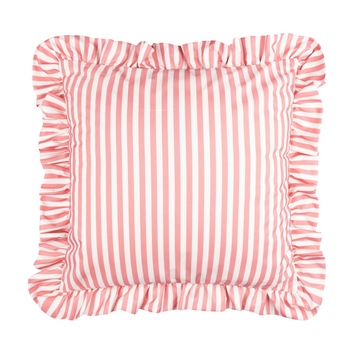 Millie Ruffle Striped Polyester Cushion - Pink