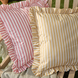 Millie Ruffle Striped Polyester Cushion - Pink
