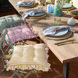 Millie Ruffle Striped Polyester Cushion - Pink