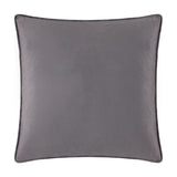 Plain grey velvet square cushion with piped edging, shown reverse side on a white background, from the Moonlit Flight Animal Velvet Cushion set.