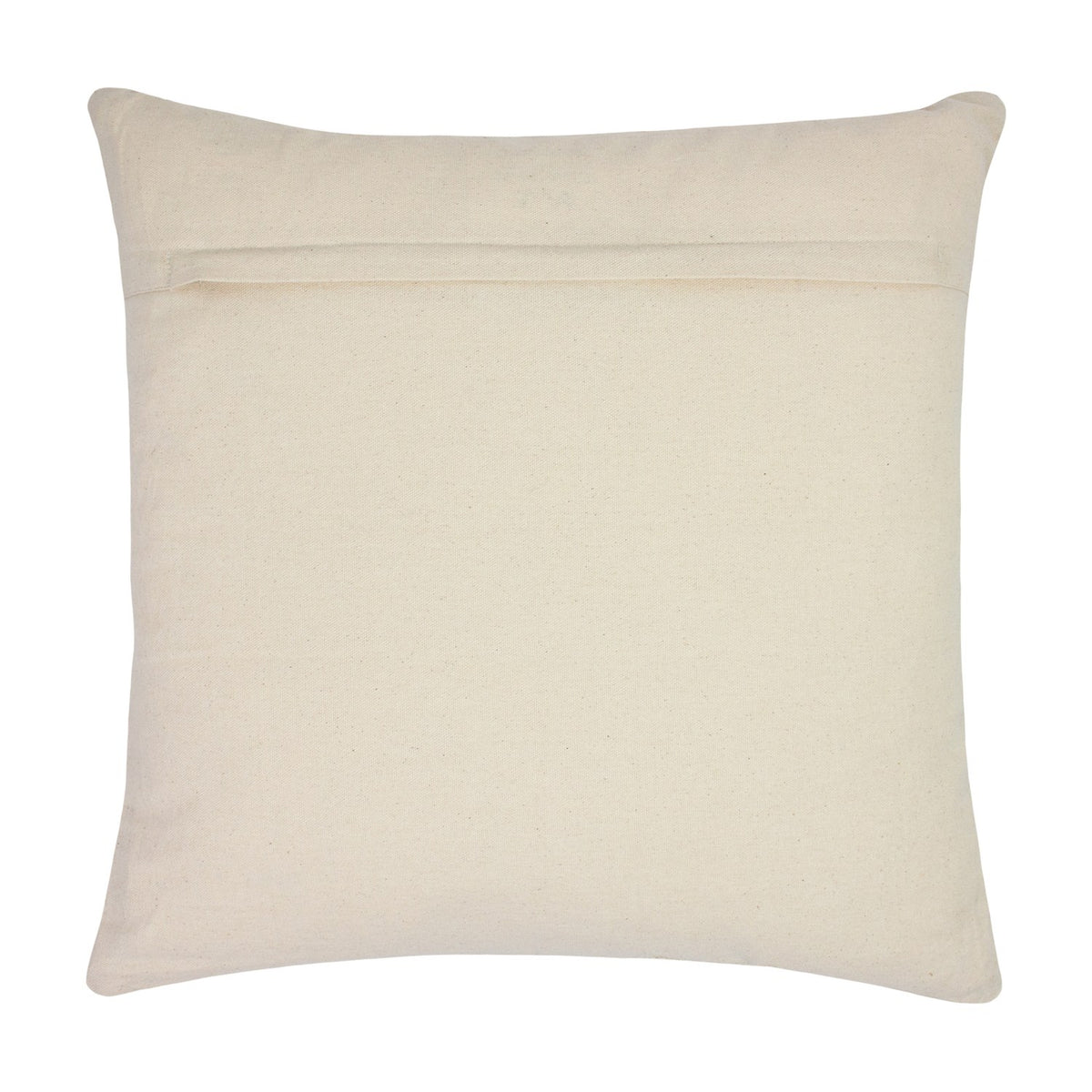 Mossa 45x45cm square cotton cushion shown from the back, plain natural fabric with a concealed zip closure, on a plain white background.