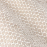 Close-up of Neptune Velvet Eyelet Curtains fabric in champagne, showing a cut-velvet honeycomb dot pattern with subtle light-catching texture.