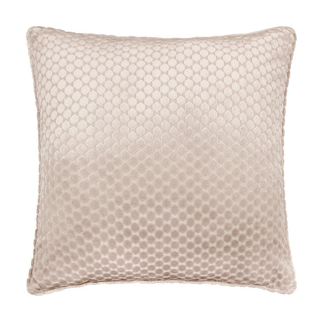 Neptune Geometric Velvet Cushion in champagne cream, a square scatter cushion with a raised honeycomb-effect pile pattern, shown against a plain white background.