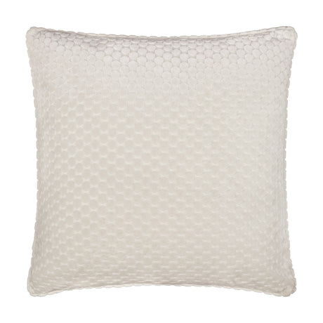 Neptune Geometric Velvet Cushion in ivory, a square scatter cushion with a raised honeycomb-style pattern across the pile fabric, shown on a plain white background.