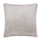 Neptune Geometric Velvet Cushion in silver grey, a square polyester velvet cushion with a raised honeycomb dot pattern in a diamond grid, shown on a plain white background.
