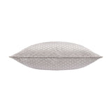 Neptune Geometric Velvet Cushion in silver grey, shown side-on to reveal a plump square shape with piped edges and a raised honeycomb dot pattern, set against a plain white background.