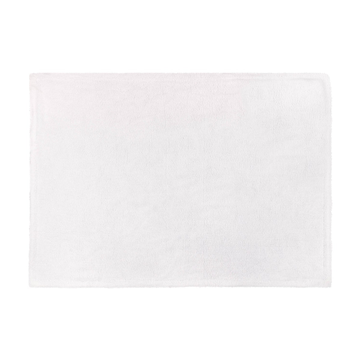 Noortje Bows Silk Throw in white shown flat with hemmed edges, plain sherpa fleece reverse visible, photographed on a plain white background.