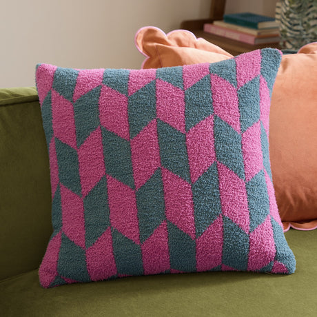 Olsen Geometric Polyester Cushion - Retro Pink