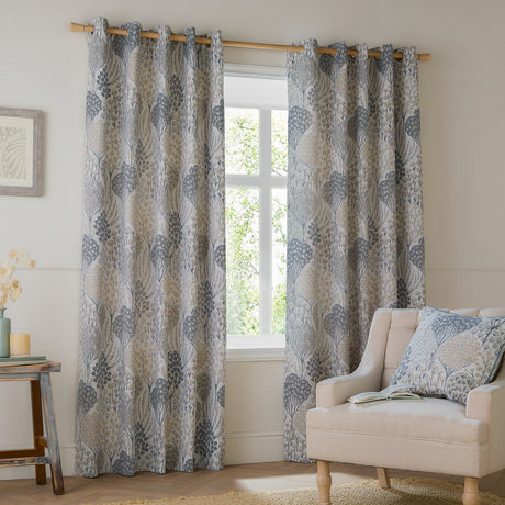 Ophelia Jacquard Fully Lined Eyelet Curtains - Wedgewood
