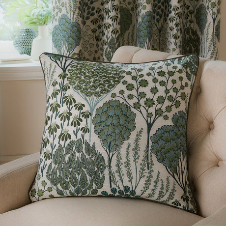 Ophelia Jacquard Polyester Cushion - Thyme/Mineral