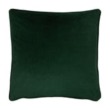 Opulence Plain Velvet Cushion in bottle green, a square design with a piped edge and soft deep velvet finish, shown on a plain white background.