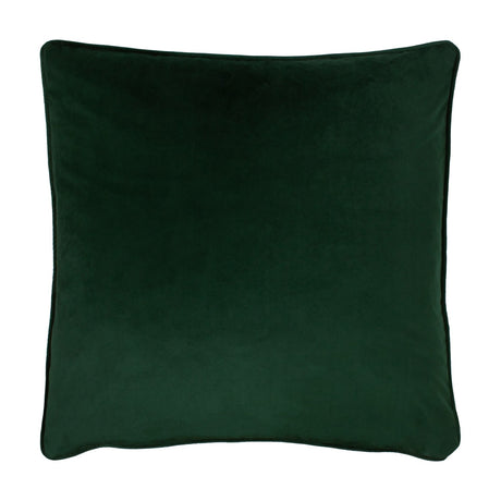 Opulence Plain Velvet Cushion in bottle green, a square design with a piped edge and soft deep velvet finish, shown on a plain white background.
