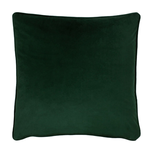 Opulence Plain Velvet Cushion in bottle green, a square design with a piped edge and soft deep velvet finish, shown on a plain white background.