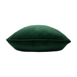 Opulence Plain Velvet Cushion in bottle green, a square piped-edge cushion with a soft velvet finish, shown side-on against a plain white background.
