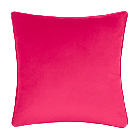 Opulence Plain Velvet Cushion in Cadillac pink, square with a smooth close pile and piped edge, shown on a plain white background.