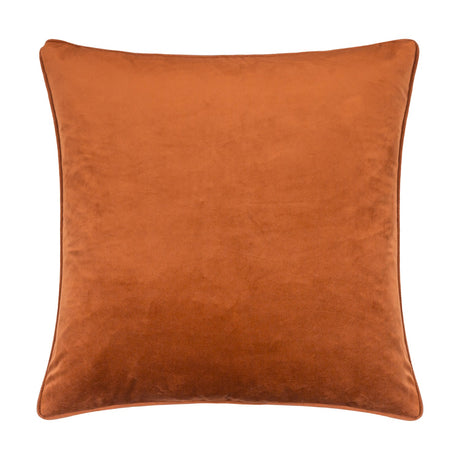 Opulence Plain Velvet Cushion in ginger orange, a square design with a piped edge on all four sides, shown against a plain white background.