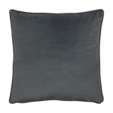 Opulence Plain Velvet Cushion in granite, a square charcoal-grey velvet cushion with a plain surface and self-coloured piped edge, shown on a plain white background.