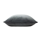 Opulence Plain Velvet Cushion in granite grey, a square velvet cushion with piped edges shown side-on against a plain white background.