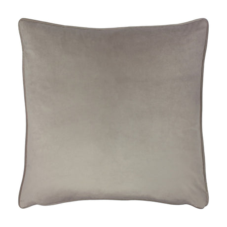Opulence Plain Velvet Cushion in mink brown, a square filled cushion with smooth velvet pile and piped edging, shown on a plain white background.