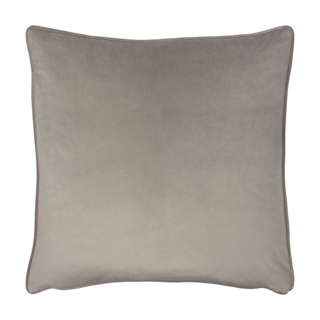 Opulence Plain Velvet Cushion in mink brown, a square filled cushion with smooth velvet pile and piped edging, shown on a plain white background.