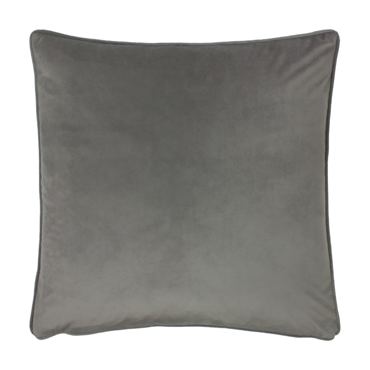 Opulence Plain Velvet Cushion in steel grey, a square velvet cushion with piped edging, shown on a plain white background.